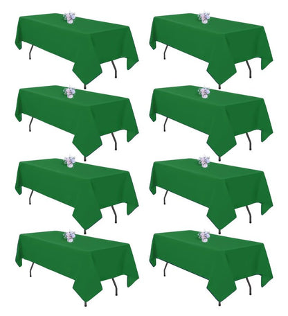 pepmily 8 Pack Green Table Cloth 60x126 Inch Rectangle Tablecloth for 8 Foot Rectangle Tables, Wrinkle Resistant Washable Polyester Fabric Table Cover for Dining Banquet Wedding Party