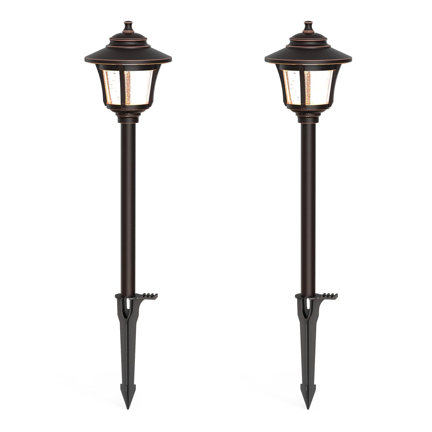 GOODSMANN Low Voltage Landscape Lighting Oil Rubbed Bronze 2PK Path Lights Low Voltage 3W LED 120 Lumen 3000K Warm White with Cable Connectors