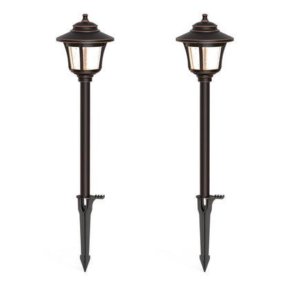 GOODSMANN Low Voltage Landscape Lighting Oil Rubbed Bronze 2PK Path Lights Low Voltage 3W LED 120 Lumen 3000K Warm White with Cable Connectors