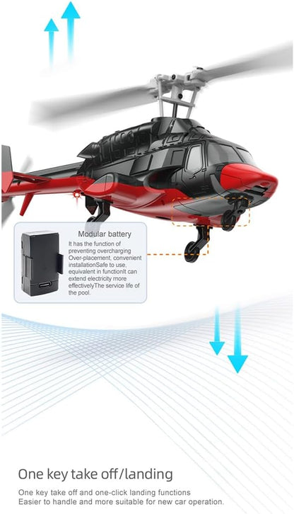 RC Helicopter Model A61 1/53 Scale Air-Wolf 2.4G 4CH Single Rotor RC Plane with Optical Flow Altitude Hold (RTF Version/Black and White)