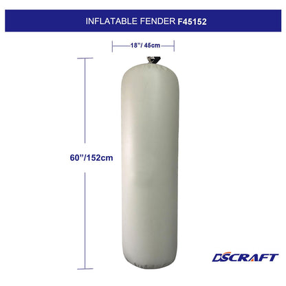 DSCARFT Heavy-Duty Inflatable PVC Boat Fenders Stationary Dock Boats Yacht Sailboats Light Grey (18"x60")