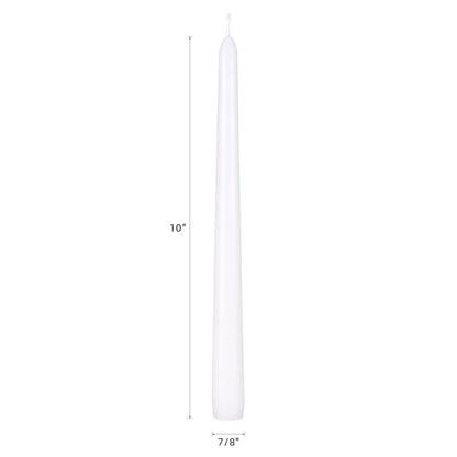 Mega Candles 12 pcs Unscented White Taper Candles, Hand Poured Wax Candle 10 Inch x 7/8 Inch, Home Décor, Wedding Receptions, Centerpieces, Occasions, Events, Festivities, Romantic Dinners, Holders