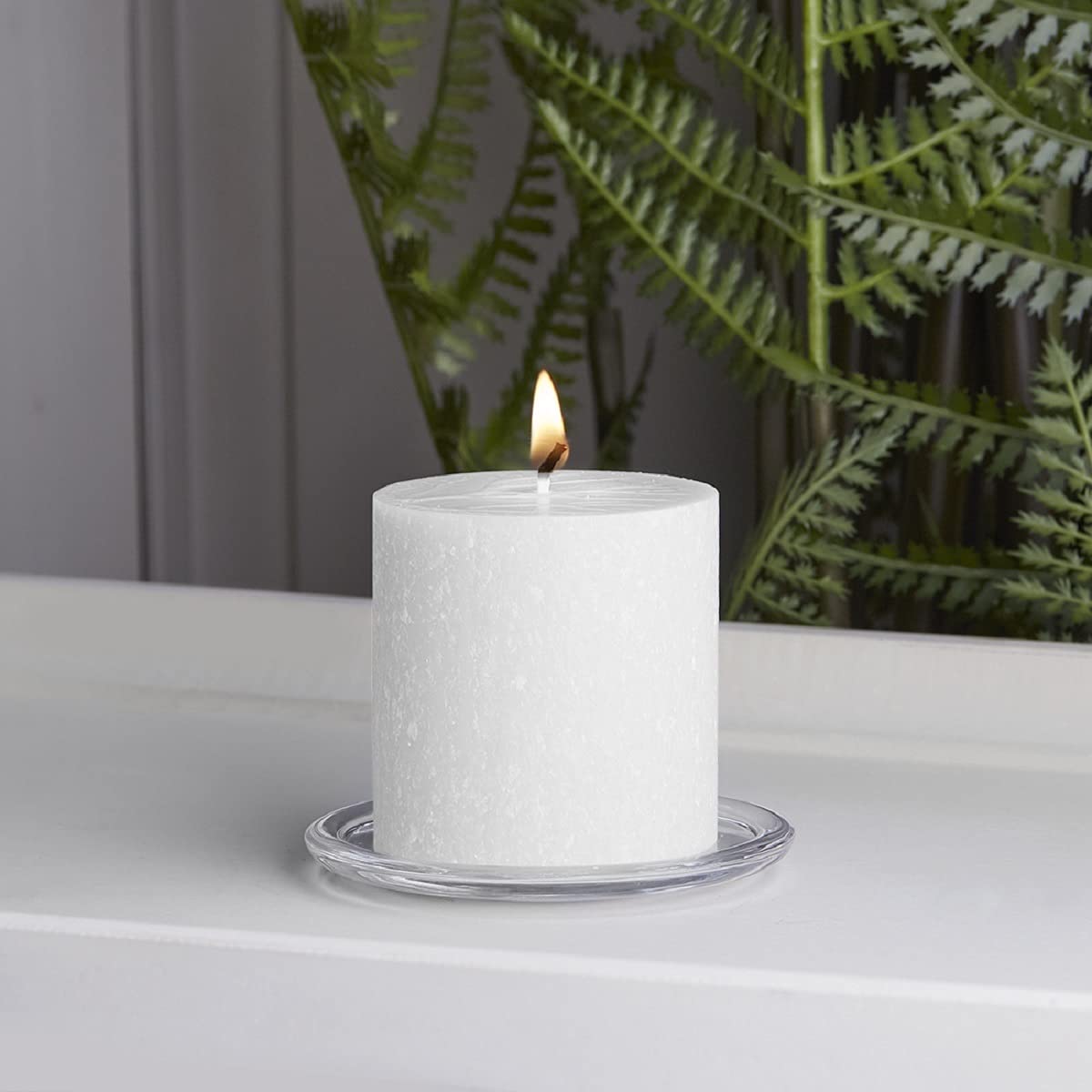 Root Candles Unscented Pillar Candles Beeswax Enhanced Textured Timberline™ Pillar Candle, 3 x 3-Inch, White