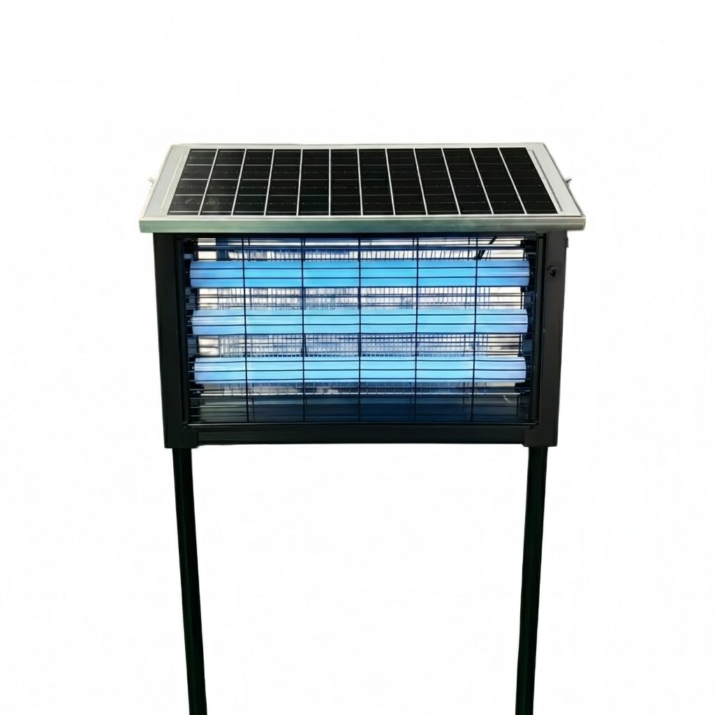Solar Bug Zapper Outdoor, Pest Control Waterproof High Powered 4500v, Electric Mosquito Killer Rechargeable Mosquito Zapper Fly Trap for Terrace Garden Backyard, Patio Rv Approx 323-753 sq ft