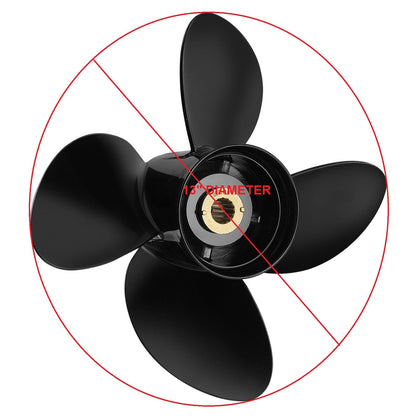 MARKGOO Propeller 13X17 Pitch RH 15 Spline Tooth with Hub Kit for Mercury Spitfire Outboard 40 50 60 65 70 75 80 90 100 115 125 140 HP Boat Engine Parts 4 Blade Aluminum Prop 48-8M8026590