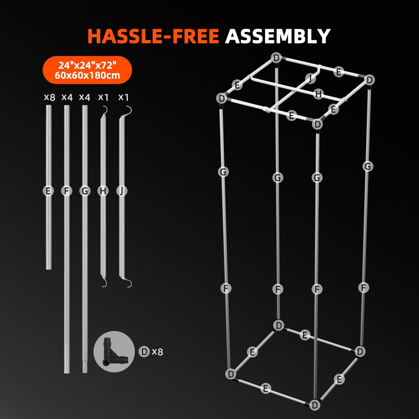 Spider Farmer 2x2x6 Grow Tent 2025 New, 24"x24"x72", with Hook for Controller, View Window, Side Buckle for Door, 1680D Thicken Mylar Canvas for Indoor Hydroponic Growing for SF1000, SE1500, G1500
