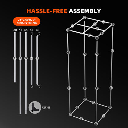 Spider Farmer 2x2x6 Grow Tent 2025 New, 24"x24"x72", with Hook for Controller, View Window, Side Buckle for Door, 1680D Thicken Mylar Canvas for Indoor Hydroponic Growing for SF1000, SE1500, G1500