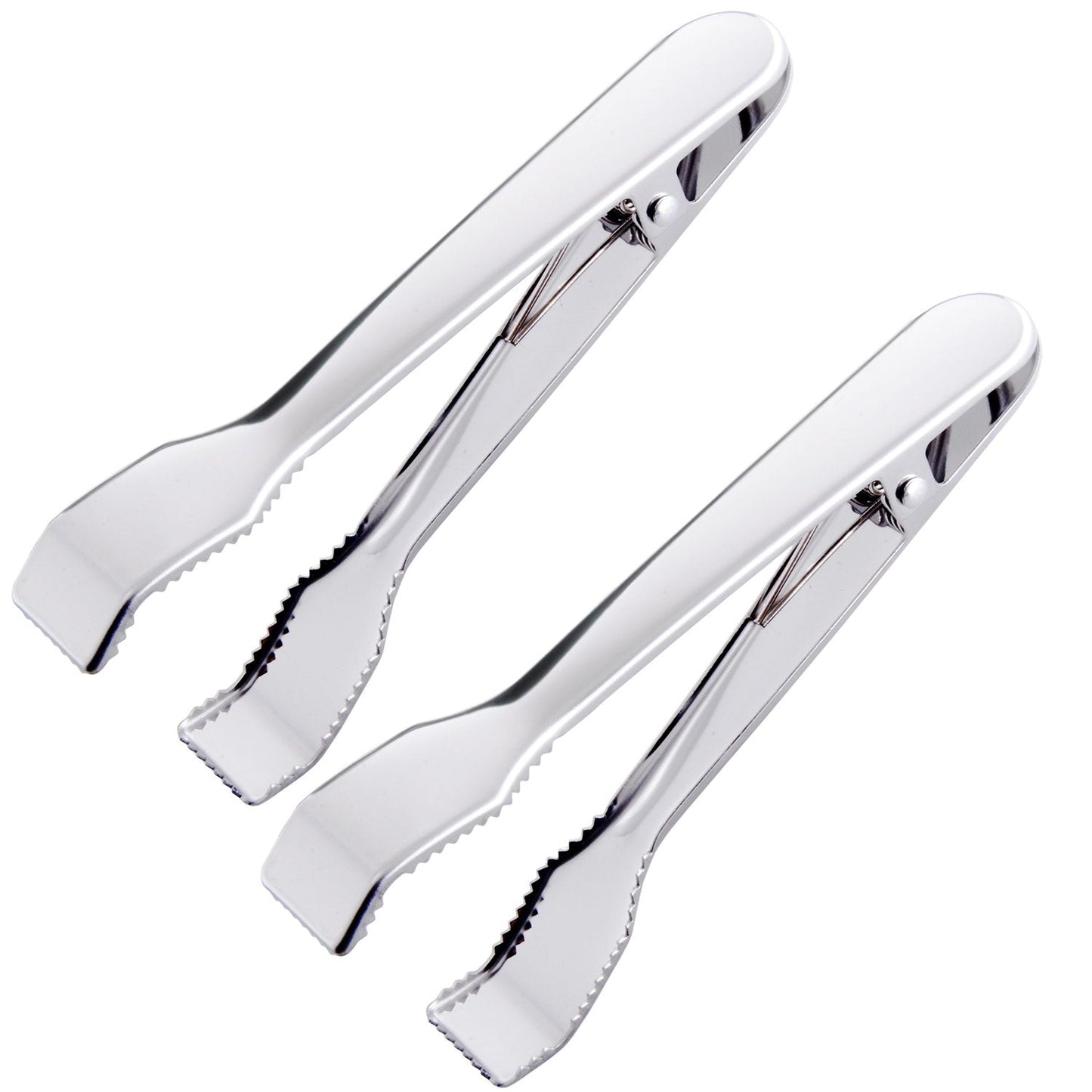 HINMAY Ice Tongs for Ice Bucket 6-3/4 Inch - Set of 2 - Premium 18/8 Stainless Steel Ice Tongs with Teeth for Ice Sugar Cubes Tea Party Coffee Bar Food Serving