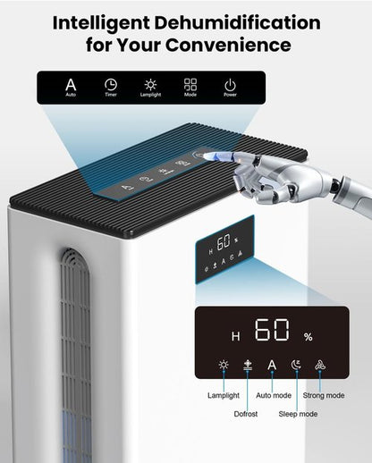 BIZEWO Dehumidifier - Quiet 980 Sq.Ft Home Unit with 101 Oz Tank, Auto Shut Off & 7 Color Ambient Light