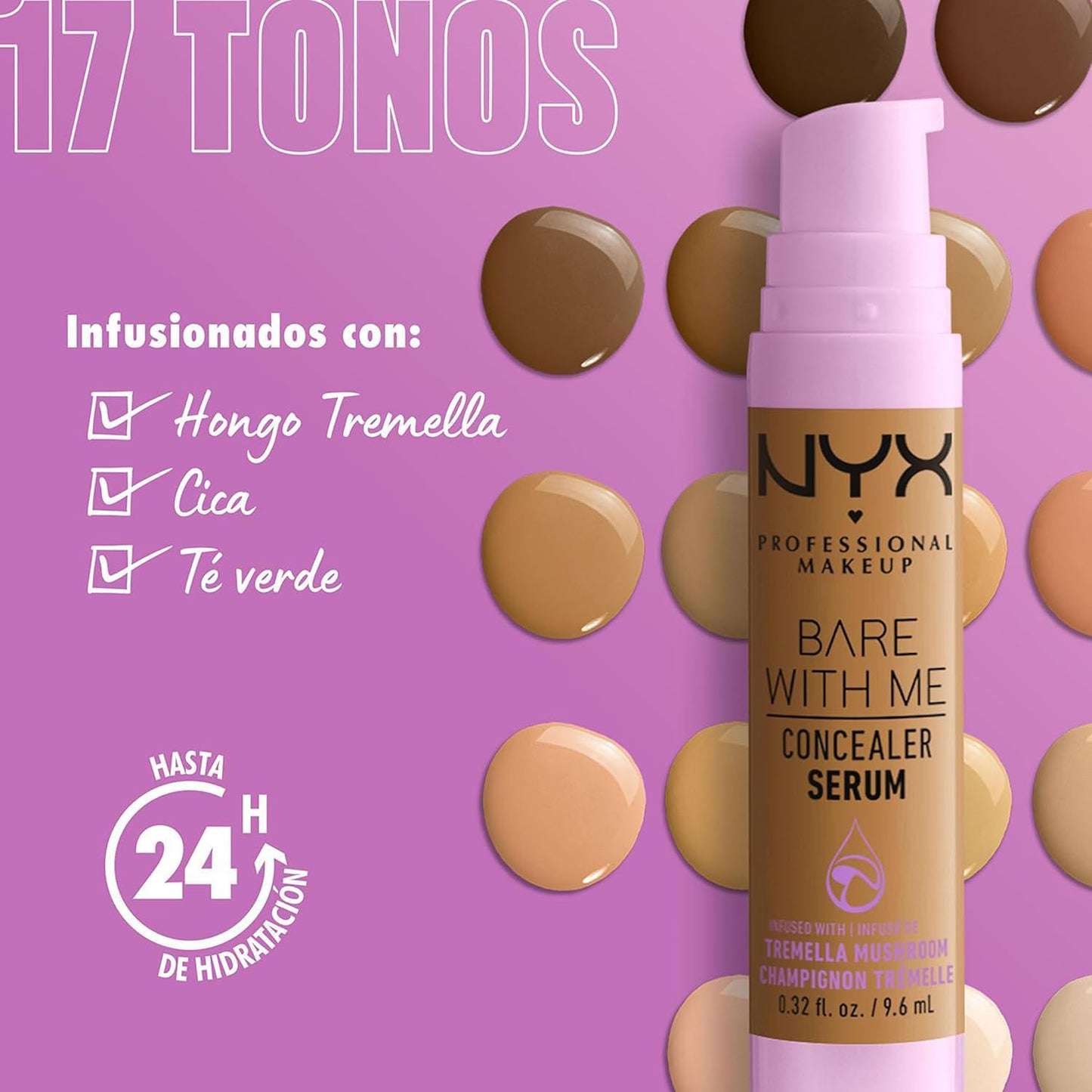 NYX PROFESSIONAL MAKEUP Bare With Me Concealer Serum, Concealer Makeup For Up To 24Hr Hydration - Beige