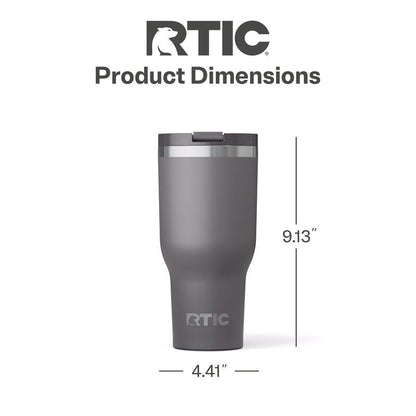 RTIC 40oz Essential Tumbler with Lid, Ceramic Lined, Insulated, Stainless Steel, Metal, Double Wall Vacuum-Insulation, Travel Cup for Iced Coffee, Tea, Hot and Cold Drink, Graphite