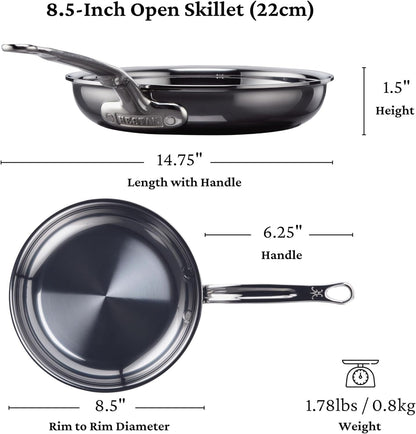 Hestan NanoBond Molecular Titanium Frying Pan, 8.5-Inch - PFAS-Free Stainless Steel Skillet, 4x Stronger, 1050°F Safe, Induction Compatible, Handcrafted Italy