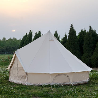 Bell Tent with Stove Jack, Spacious 13.1ft Family Glamping Yurt, 4-6 Person, 4 Season, Easy Setup, Waterproof, Ventilated Outdoor Shelter (13.1ft(Beige))