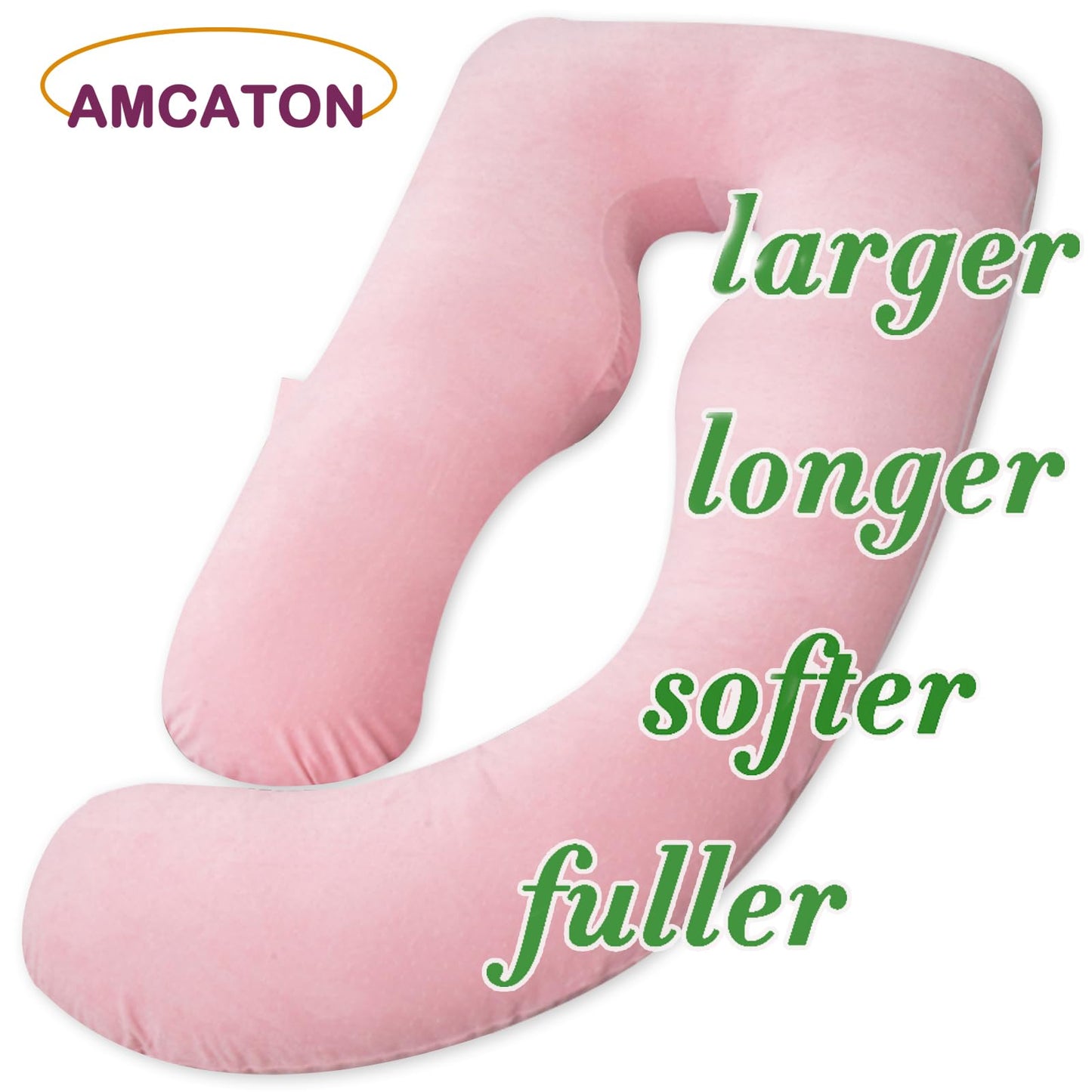 AMCATON 60 Inch Pregnancy Pillows for Sleeping, Extra Large U Shaped Body Pillow, Pregnancy Pillow, Maternity Pillow for Pregnant Women with Velour Cover (Pink)