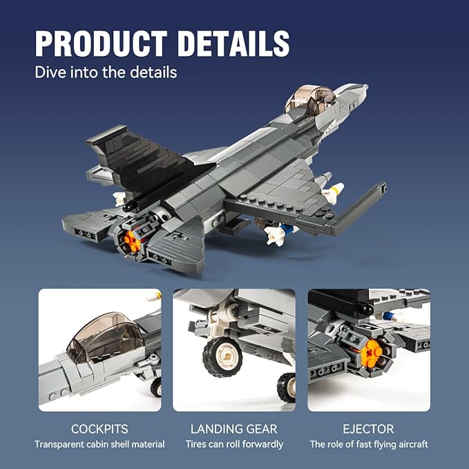 DAHONPA F-16 Fighting Falcon Military Army Airplane Building Bricks Set 520 Pieces Air-Force Build Blocks Toy Gift for Kid and Adult.
