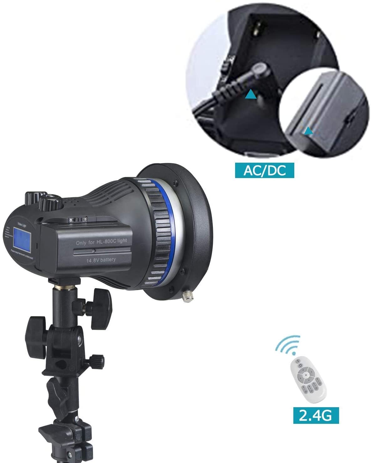 Wellmaking 80W Portable LED Light Continuous Light 5600K CRI 98 COB Spotlight Video Light Dimmable Lightweight Noiseless Fresnel Lens AC/DC Bowens Mount Wireless Remote Control Comes with Light Bag