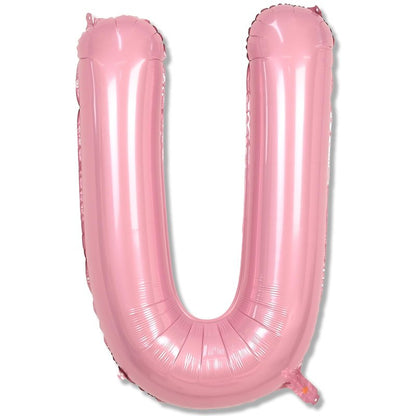 40 Inch Pastel Pink Letter Balloon U, Giant Custom Alphabet U Foil Balloon Baby Pink, Mylar Balloons Light Pink for Girls, Helium Alphabet U Balloons for Women Girls Birthday Party Decorations