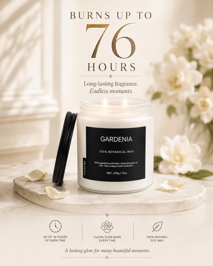 Gardenia Home Scented Candles, 13oz Organic Soy Wax, 76-Hour Clean Burning, Natural Candles Non Toxic, White Floral Scent for Relaxation, Aromatherapy Housewarming Candle for Men Women
