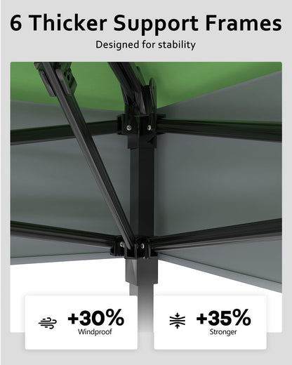 Garveelife Canopy Tent 13x13, Pop Up Gazebo Tent Easy Setup with 4 Sand Bags for Backyard Garden Patio, Mosquito Netting & Height Adjustable - Olive Green