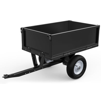 YITAMOTOR 500lbs Heavy Duty ATV Trailer Steel Dump Cart, Tow Behind Utility Dump Trailer with Removable Sides for Riding Lawn Mower Tractor, Black Utility Dump Trailer for Garden & Yard Work
