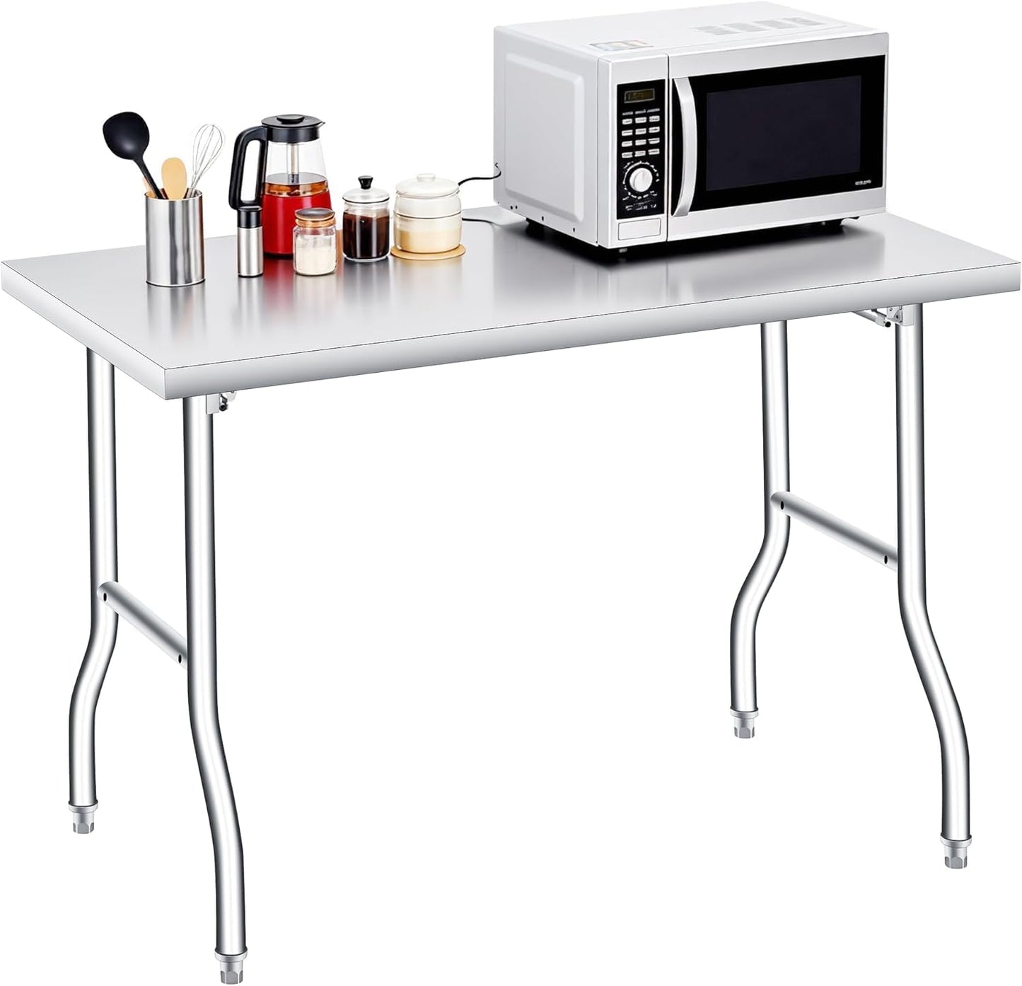 COZONY Stainless Steel Foldable Work Table, 48×30 Inch Heavy Duty Construction, Rust-Resistant & Durable Utility Table for Home Kitchen, Food Prep, Garage Storage and Outdoor Use