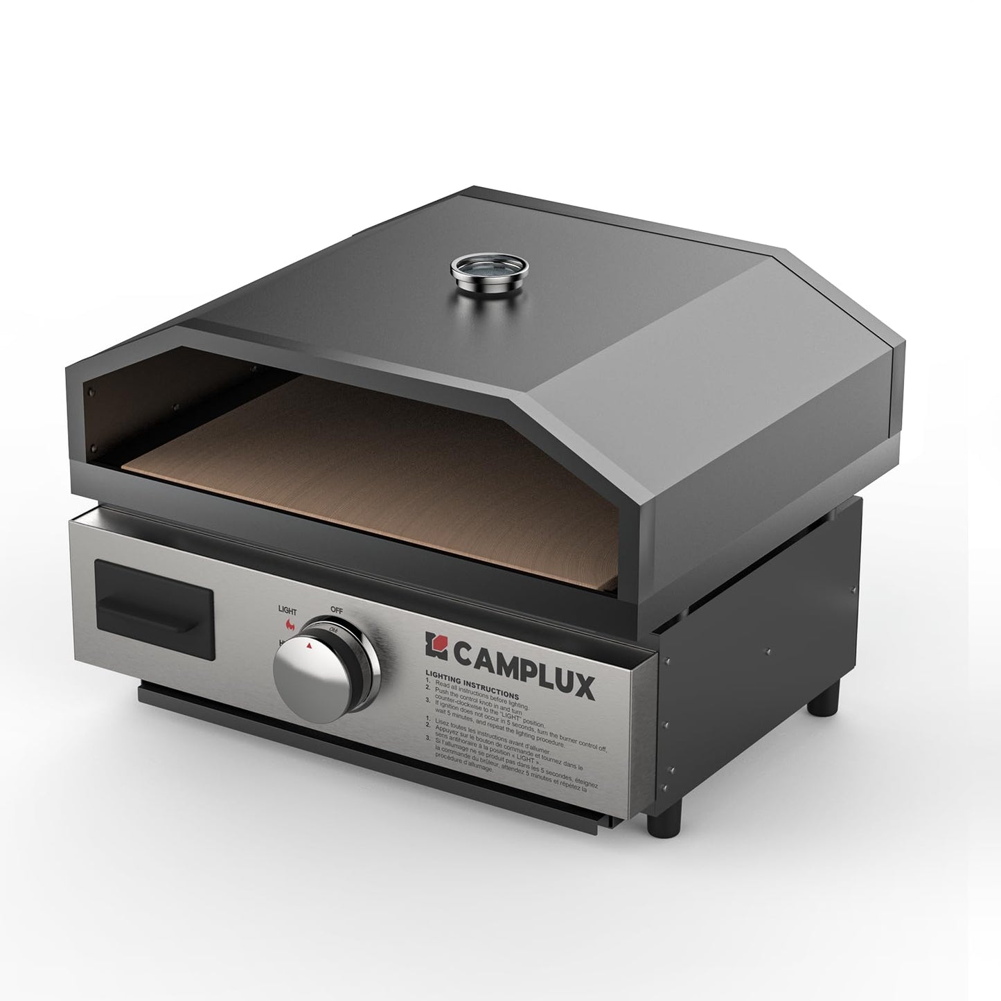 CAMPLUX Portable Propane Grill & Pizza Oven Combo, 11,000 BTU Tabletop Gas Griddle with 17" Pizza Oven Kit and Cordierite Stone, Compact Outdoor Mini Oven for Crispy Pizza, Camping, RV & Tailgating