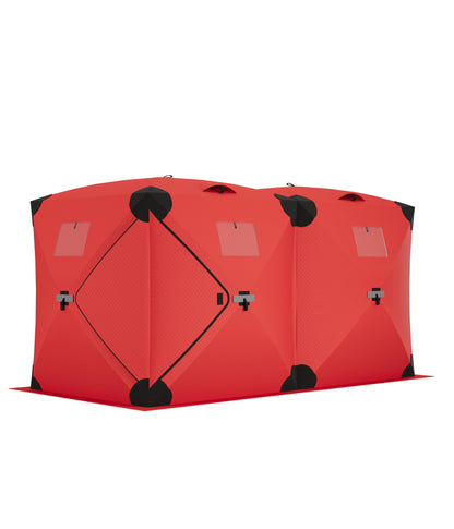 GarveeLife Ice Fishing Insulated Tent, 7-8 Person Shelter Large Pop-Up Portable Hub-Style Ice Fishing Shelter, 68 Square Feet of Fishable Area
