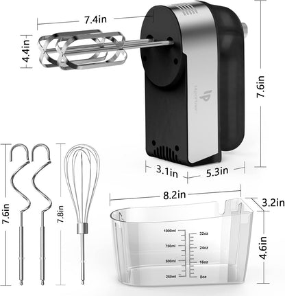 Skiennix Electric Hand Mixer - 450W Kitchen Mixer with Turbo Boost & 5 Speed Settings | Black