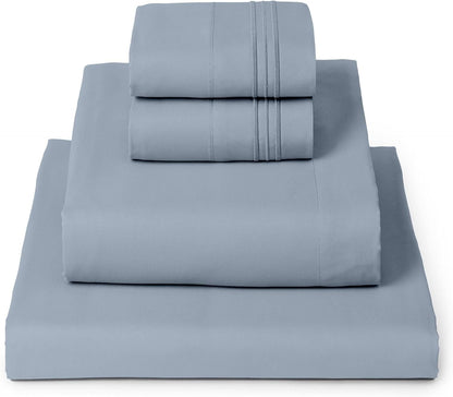 Mellanni California King Sheets Set | 4-Piece Hotel Luxury Bedding - Extra Soft, Cooling, Wrinkle-Resistant (Cal King, Blue Hydrangea)