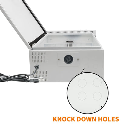NEMA Outdoor Electrical Box (15.7″ x 11.8″ x 7.9″) Metal Enclosure, Universal IP Waterproof Equipment Box w/DC Fan & 12V Adapter, Removable DIY Mounting Plate, One-Piece Ventilation