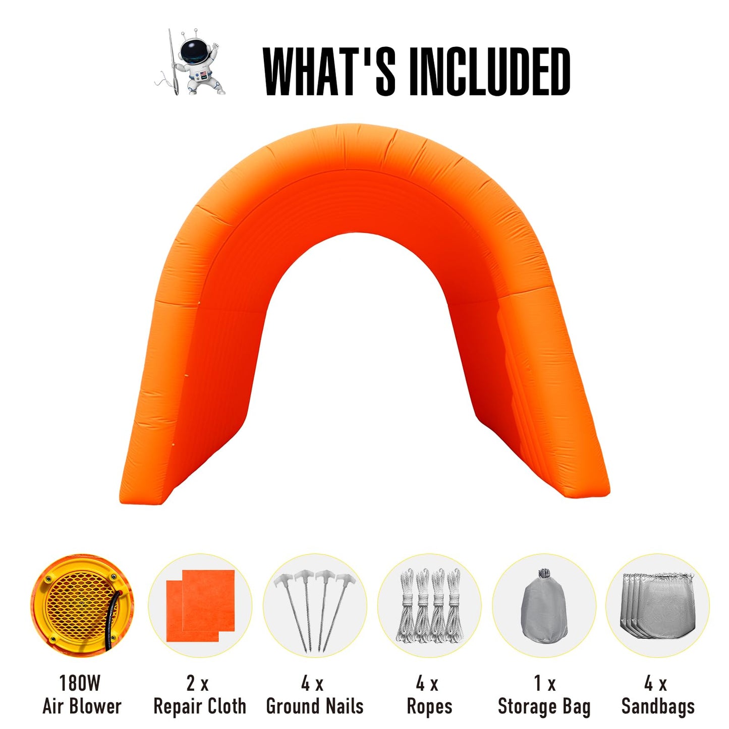 16x10x10Ft Inflatable Sports Tunnel Entrance with Built-in Blower,Inflatable Tunnel Tent for Business Promotion, Trade Shows, Advertising & Exhibitions (Orange)