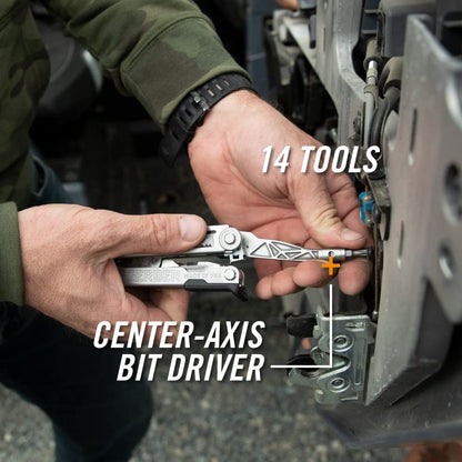 Gerber Gear Center-Drive Plus - 16-Piece Multi-Purpose Tool with Sheath & Bit Set - Includes Pry Bar, Knife, Needlenose Pliers, Nail Puller & More - Made in USA