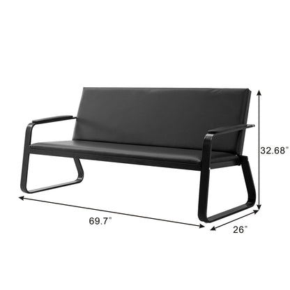 wonline Waiting Room Chair with Armrest PU Leather Office Furniture Bench Office Guest Seating Lobby Conference Reception Chairs for Airport Clinic Hospital Bank Salon Barber