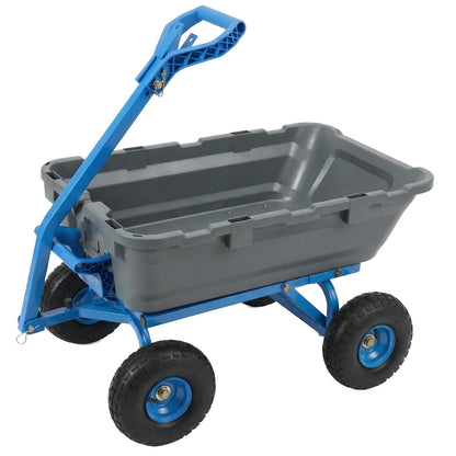 Sekey 1000lbs Garden Dump Cart for Seniors, Capacity Yard Wagon with Rubber Tires, Quick-Release Dumping & Easy-Maneuver Handle for Soil, Rocks, and Firewood, Gray