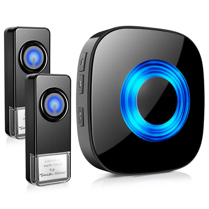 Wireless Doorbell - PHYSEN Door bell Chimes with Mute Mode - 58 Ringtones&5 Volume Levels Operating at 1300-ft Range LED Strobe, 2 Transmitters+3 Receivers Waterproof Doorbell Kit for Home/Classroom