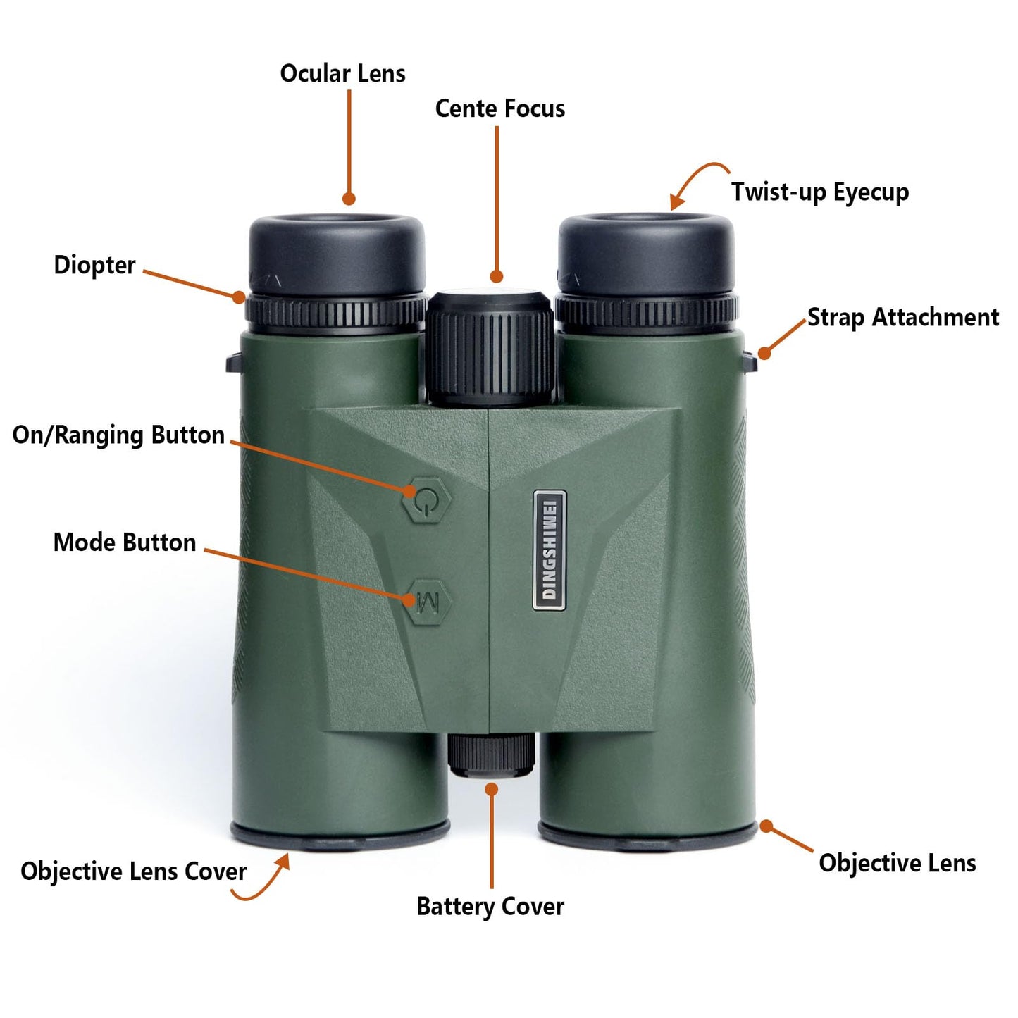 DINGSHIWEI Rangefinder Binoculars for Hunting, 1968 Yards Laser Rangefinder, 10x42 HD Optics, Fast 0.15s IP65 Waterproof ±0.5m for Golf, Bird Watching, Outdoor, Green