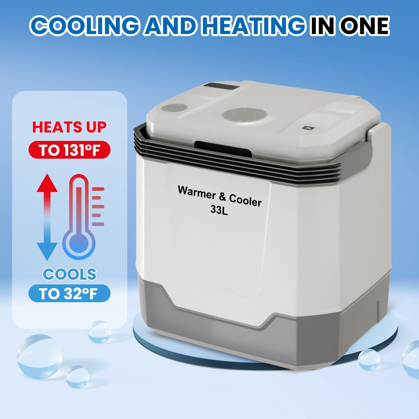 Takywep 35 QT Electric Cooler for Car, 12V/110V Portable Car Fridge Cooler & Warmer with AC/DC Power, 33L Car Refrigerator for Travel, Camping, Truck, Home Use, Gray