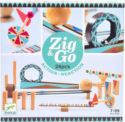 DJECO - Zig &amp Go 48-Piece Set - Building Intricate Marble Tracks - Stimulates Creative Thinking - Engaging Play for Intellectual Growth - Educational STEM Learning - Ages 8+ Years
