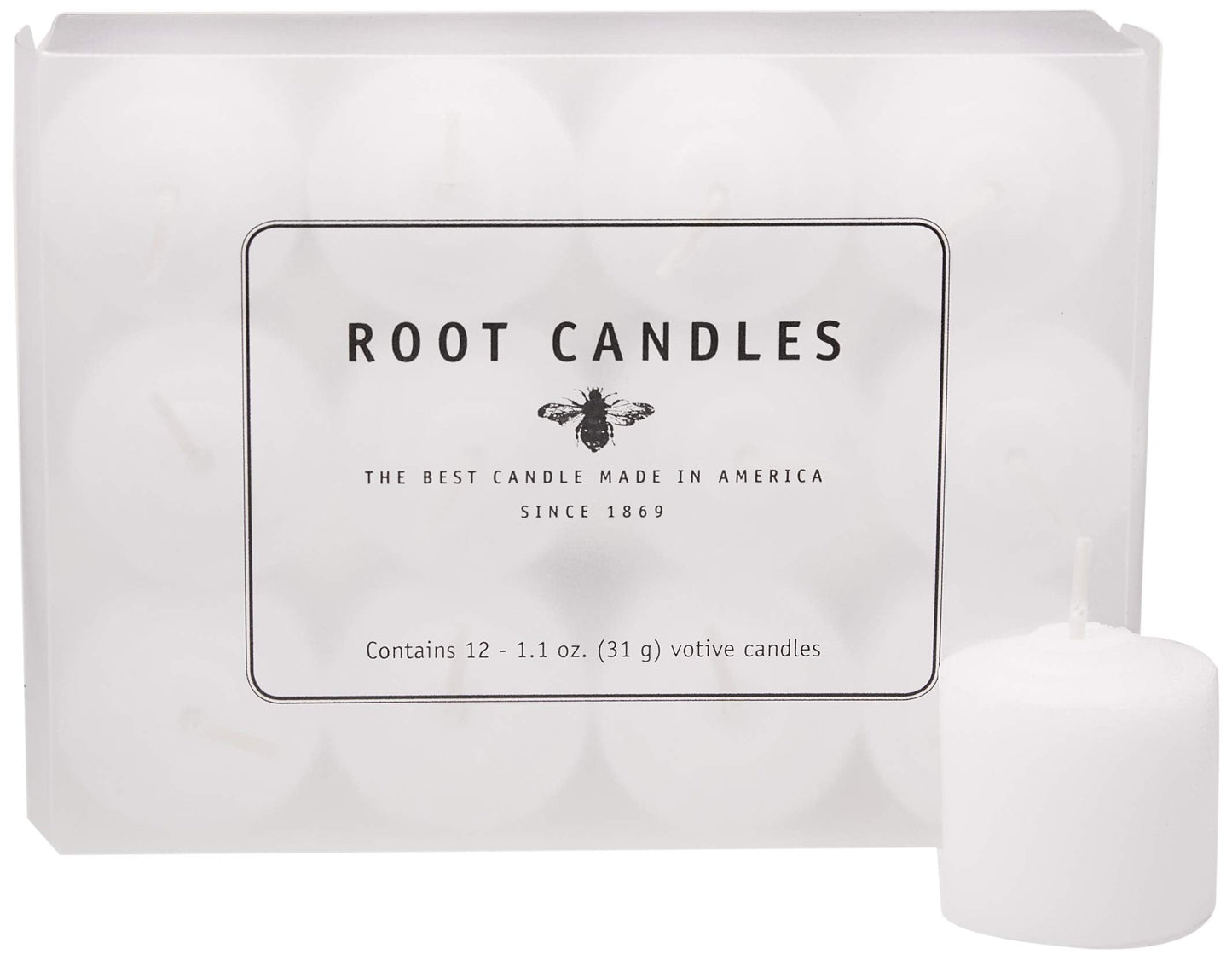 Root Candles Fragrance Free Votive Candles Premium 10-Hour Votives Handcrafted Beeswax Blend Candle, 12-Count, Unscented