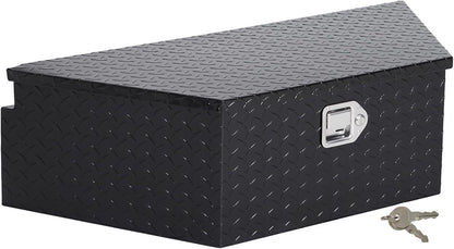 ExploreHorizon 39 Inch Aluminum Trailer Tongue Tool Box, Heavy Duty Utility Storage Box with Lock and Keys, Diamond Plate Waterproof Trailer Box Organizer for Pick Up Truck Beds - Black