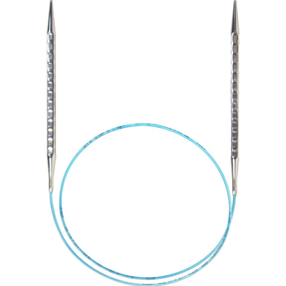 skacel by addi Rocket 2 (Squared) Circular Knitting Needles, Fixed 24 Inch (60 cm) Plated Brass Tips with Flexible Nylon Cord, 4.5 mm (US Size 7)