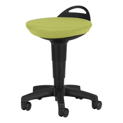 Rolling Adjustable-Height Padded Stool - Fern Green