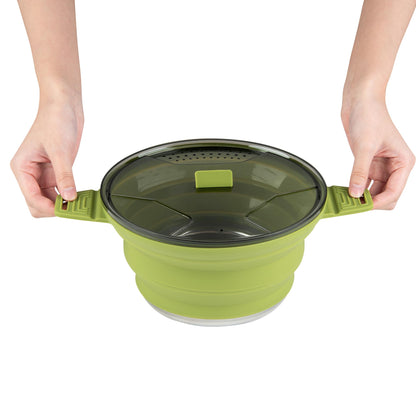 Restaurantware-Hi Tek 2.5 Liter Collapsible Camping Pot, 20 Portable Cook Pots - With Lid, Stainless Steel Bottom, Silicone Camping Cookware, For Travel Or Outdoor Hiking- Restaurantware
