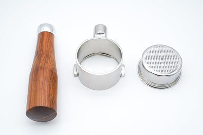 CittaLalage Coffee Espresso 304 Stainless Steel & Wooden Bottomless Portafilter 51mm 2 Ears with Filter Basket (14-18g) Fits for Delonghi Coffee Machine ECP3420/ECO310/BCO430/EC260/EC155/ECP3630
