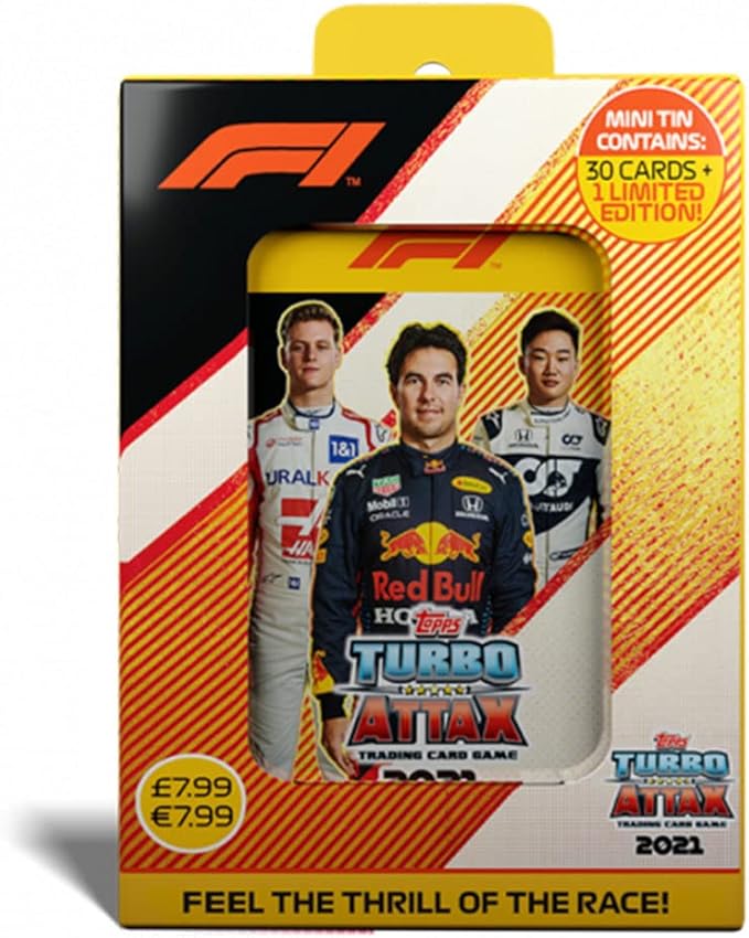 2021 Topps F1 Turbo Attax Cards - Mini Collector Tin #2 (Perez Tsunoda Schumacher) (31 Cards + Lando Norris LE)