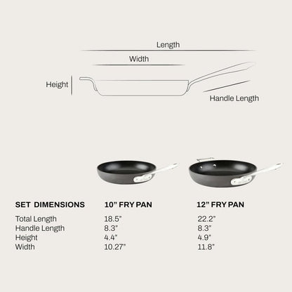 All-Clad E7859064 HA1 Hard Anodized Nonstick Fry Pan Cookware Set, 10 Inch and 12 Inch Fry Pan, 2 Piece, Black