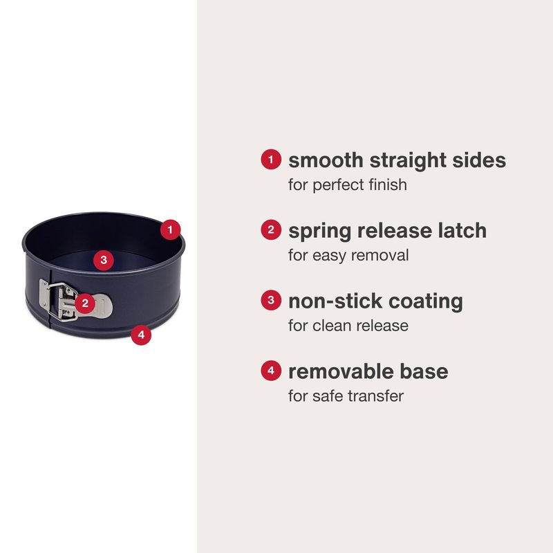 Zyliss E980194 Non-Stick Springform Cake Tin | 23cm/9in | Carbon Steel | Dark Blue | Baking Tin/Bakeware/Cake Mould | Dishwasher Safe | 5 Year Guarantee