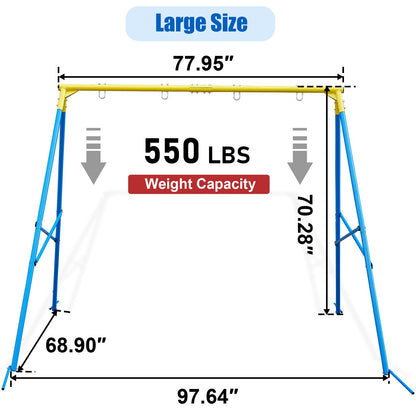 Swing Stand A Frame for 2 Swings,550lbs Metal Saucer Tree Swing Frame Heavy Duty,70” High and 97” Wide,All Weather Resistant Anti-Rust,for Kids Adult Outdoor Backyard(Without Swing) (BLYW)