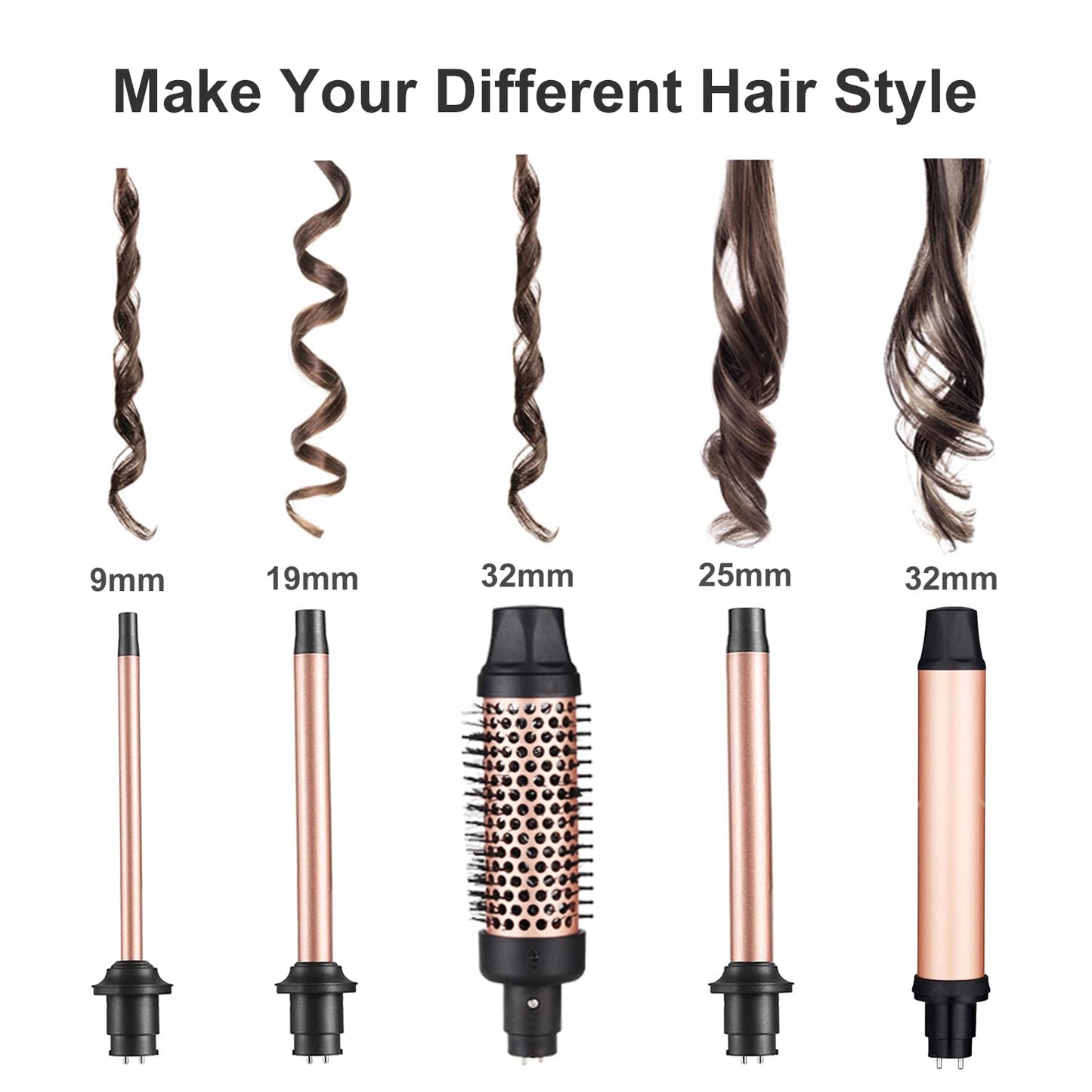 Curling Iron Wand Set, Curling Wand 3 in 1 Hair Curling Wands Interchangeable Ceramic 0.35-1.25inch Barrel Hair Curler, with Heat Resistant Glove