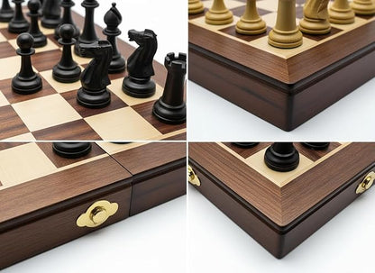 18 Wooden Chess SetFolding Storage Wooden Chess Board Sets Large Chess Board Sets Premium Board Games Chess Set for Adults and Kids Chess Enthusiasts